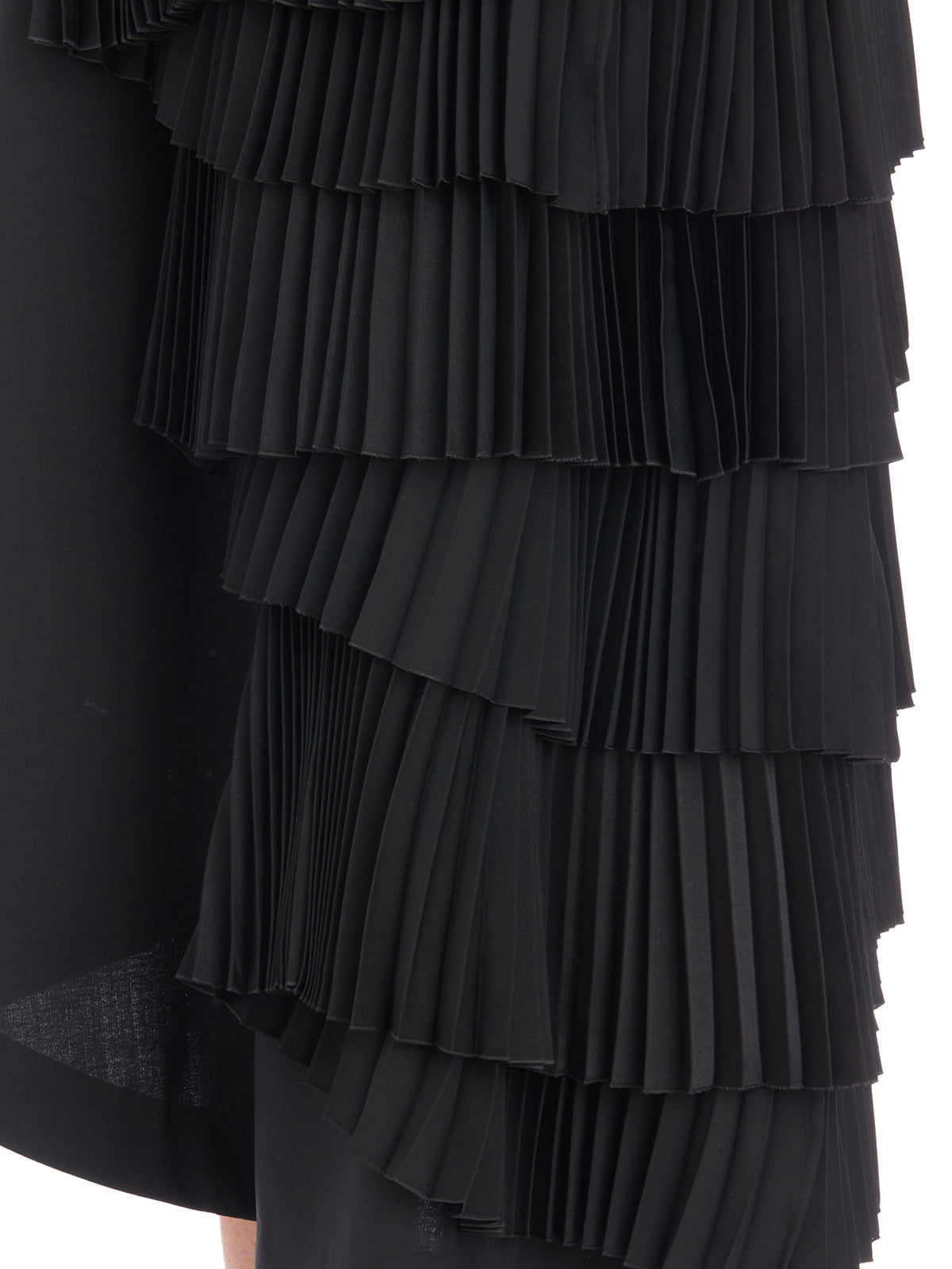 COMME DES GARÇONS Women's Black Wool Skirt with Elastic Waistband and Pleated Ruffles