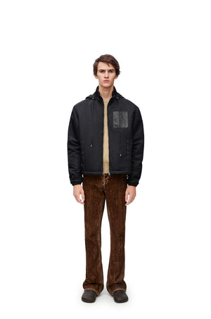 LOEWE Men's Black Hooded Padded Jacket for SS24