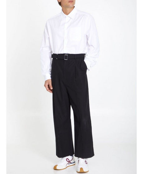 LOEWE Black Cotton Trousers with Double Buckle Belt for Men