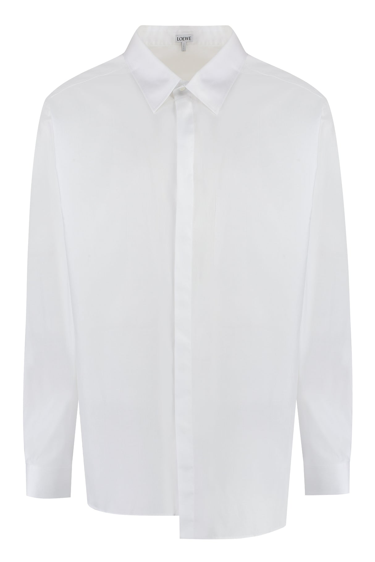 Men's Asymmetrical White Cotton Shirt