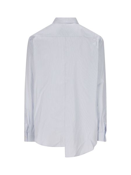 Pinstriped Asymmetric Button-Up Shirt for Men