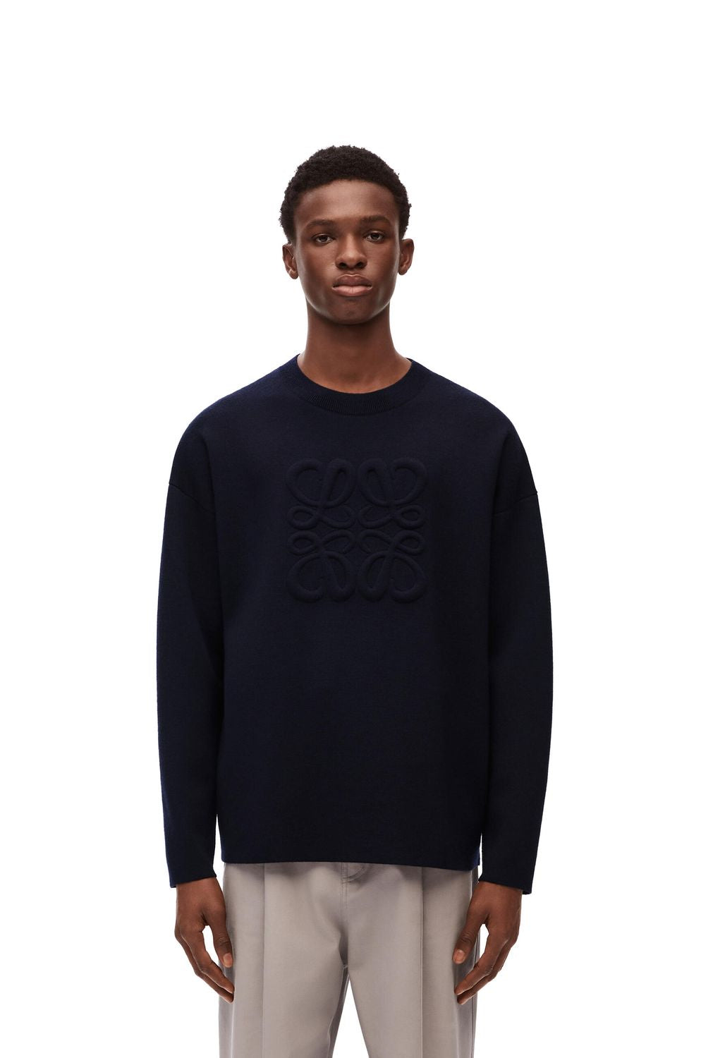 LOEWE Relaxed Fit Crewneck Sweater with Embossed Logo