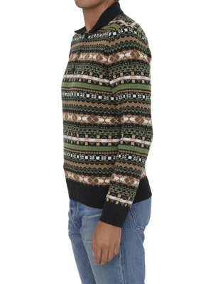 LOEWE Autumn-Winter Polo Sweater in Green Multi