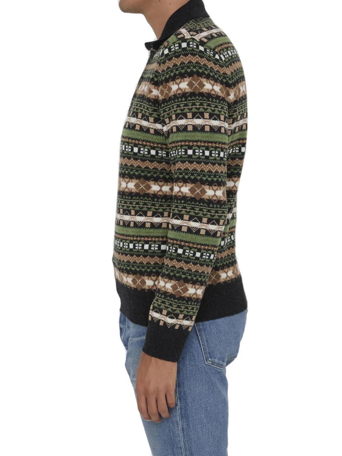 LOEWE Autumn-Winter Polo Sweater in Green Multi