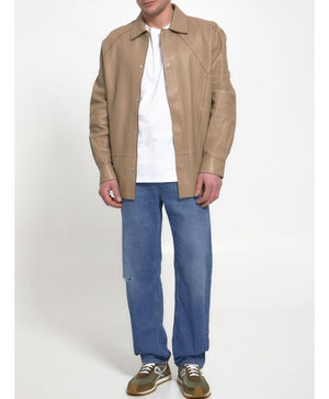 LOEWE Beige Lambskin Puzzle Shirt for Men - SS23 Collection