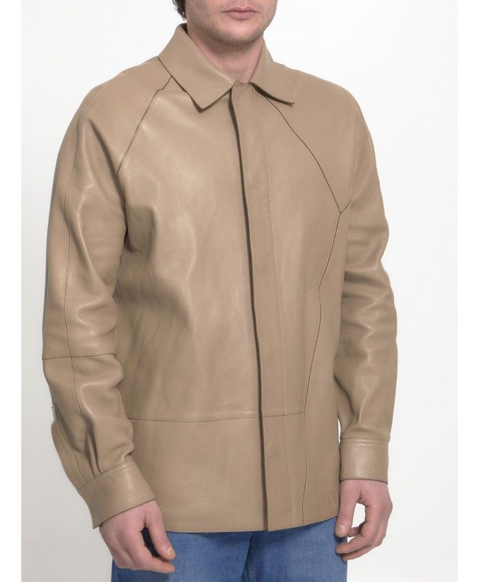 Beige Lambskin Puzzle Collar Shirt - SS23 Collection