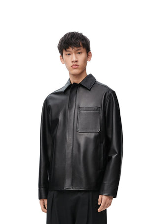 LOEWE Men's Luxe Black Lambskin Overshirt