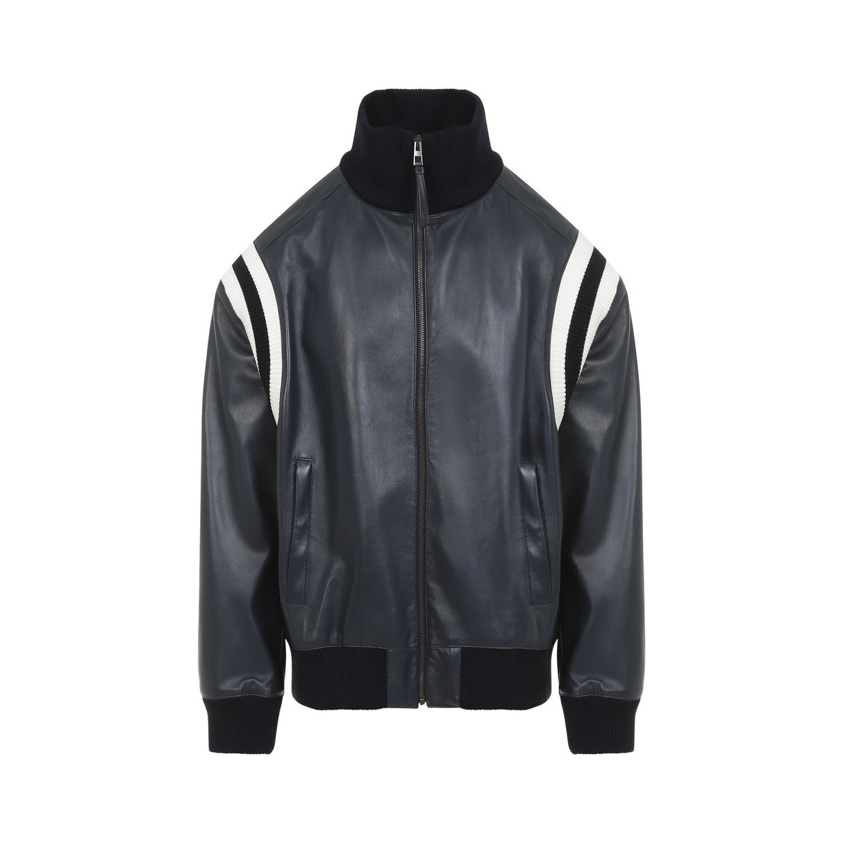 LOEWE Elite Navy Leather Bomber Jacket