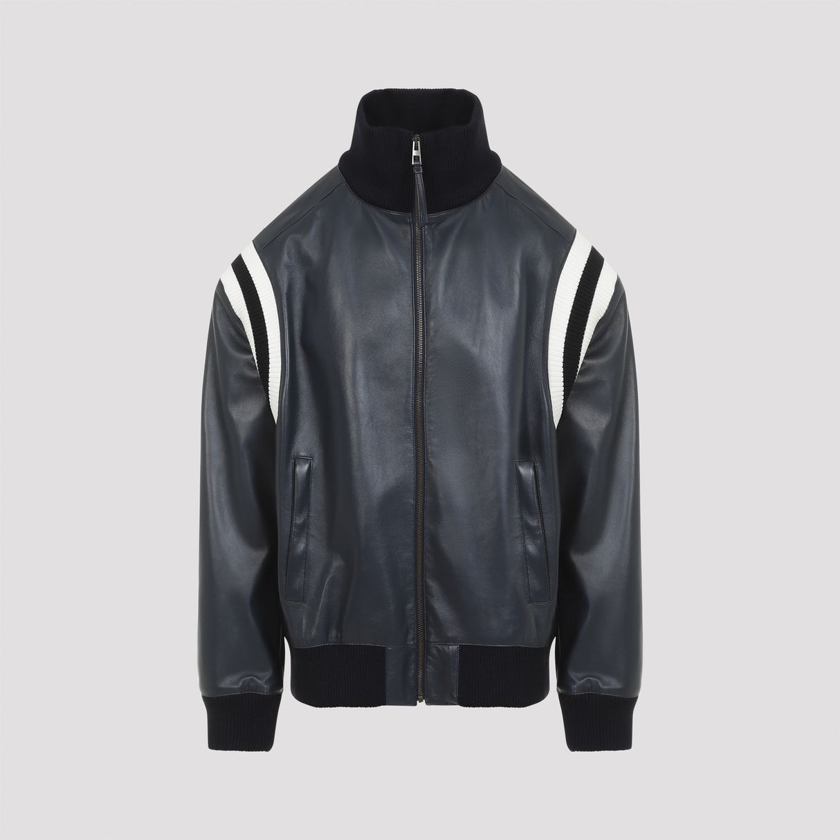 LOEWE Elite Navy Leather Bomber Jacket