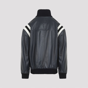 LOEWE Elite Navy Leather Bomber Jacket