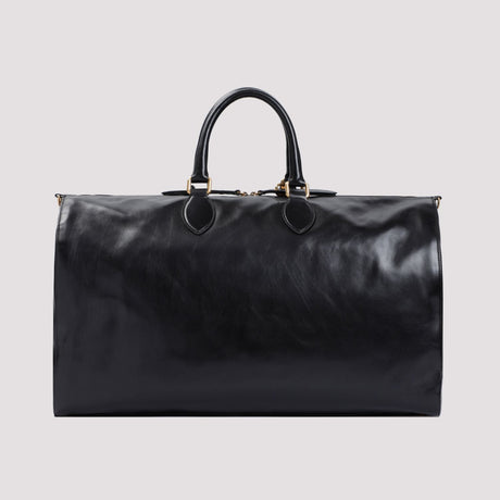 KHAITE Luxurious Black Leather Weekender Handbag for Women | SS24 Collection