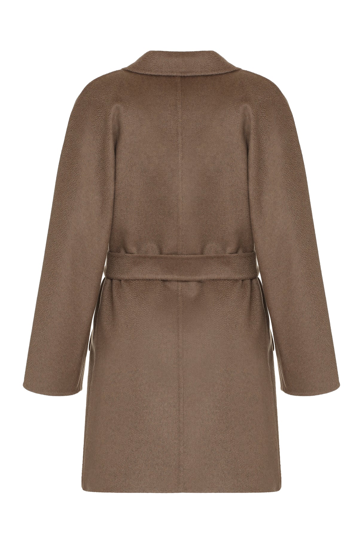 MAX MARA Taupe Cashmere Jacket with Lapel Collar and Coordinated Waist Belt