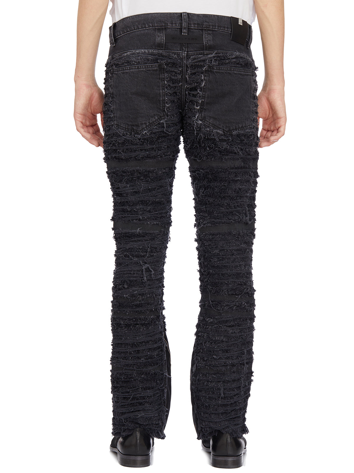 1017 ALYX 9SM Men's Black Denim Washed Trousers with Frayed Hem