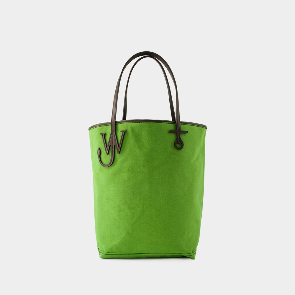綠色厚帆布錨型圖案大型手提包