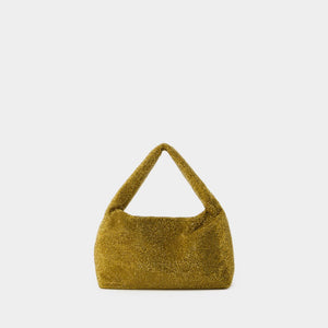 KARA Mini Crystal Mesh Armpit Bag in Gold for Women