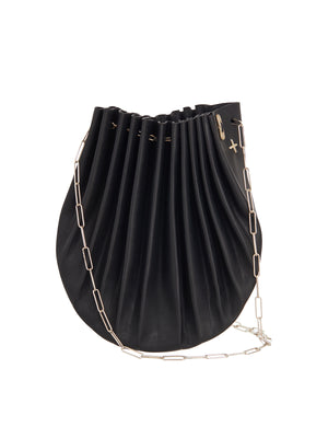 M.A + BY MAURIZIO AMADEI Elegant Mini Handbag with Silver Chain - Black Horse Leather