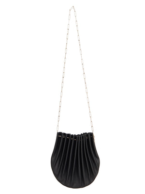 M.A + BY MAURIZIO AMADEI Elegant Mini Handbag with Silver Chain - Black Horse Leather