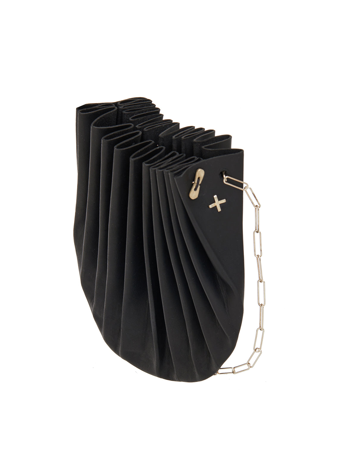 M.A + BY MAURIZIO AMADEI Elegant Mini Handbag with Silver Chain - Black Horse Leather