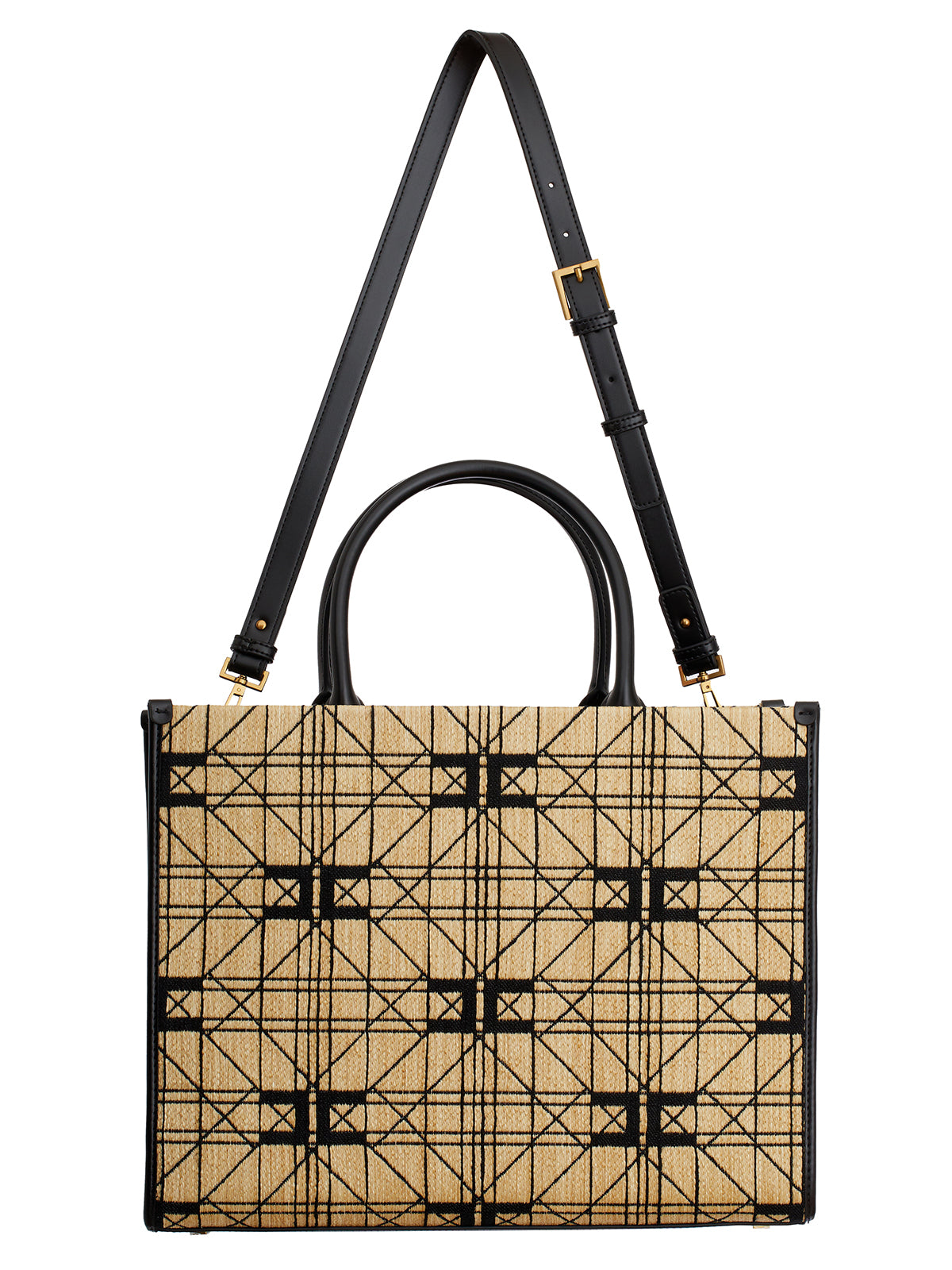 ELISABETTA FRANCHI Chic Beige Raffia Tote Bag