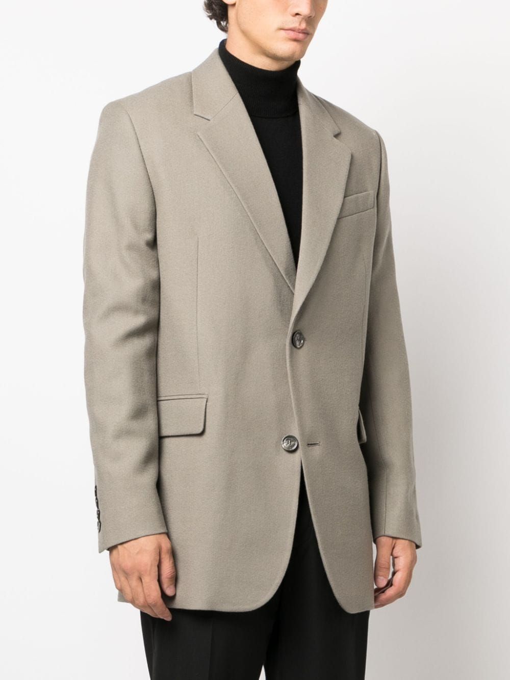 男士淡褐色羊毛单扣夹克