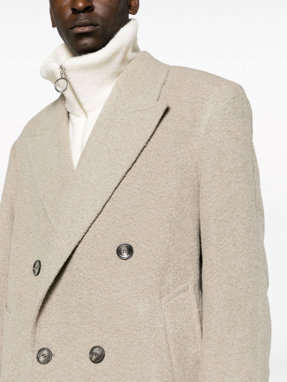 AMI PARIS Men's Grey Double-Breasted Jacket in Wool Blend