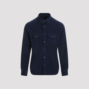 TOM FORD Luxury Corduroy Cotton Shirt - Deep Blue