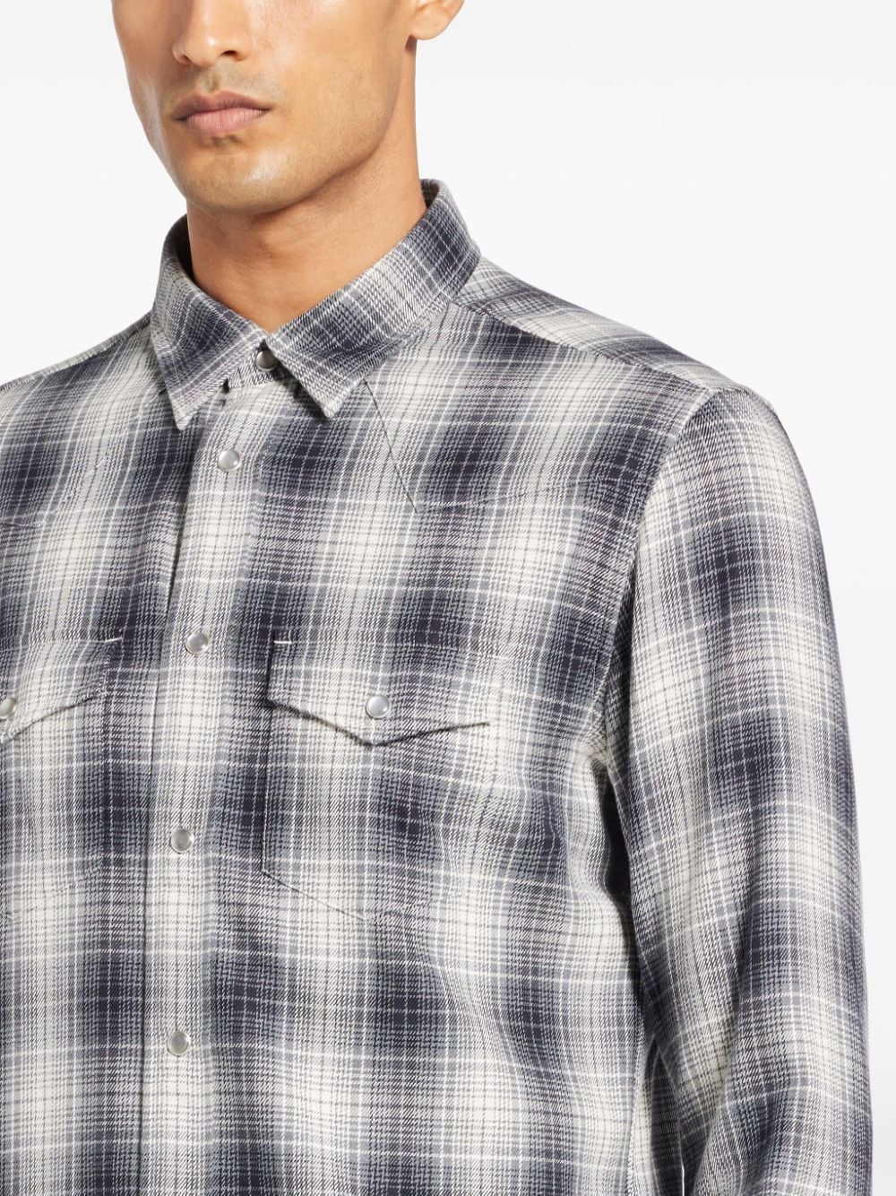 TOM FORD Elegant Grey Checkered Cotton Shirt