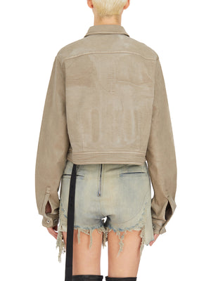 RICK OWENS Brown Denim Cape Sleeve Cropped Outershirt for Women