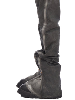 RICK OWENS Men's Gray Cotton Denim Pants for SS24 Season