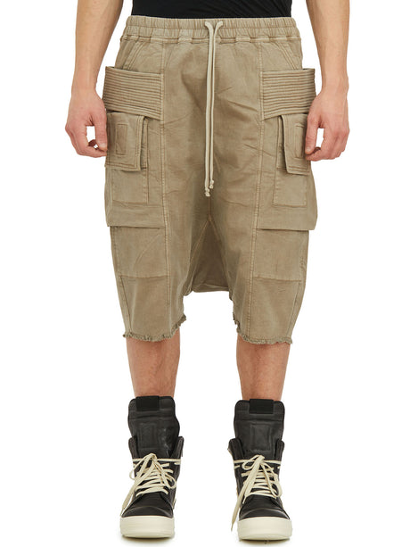 DRKSHDW Men's Gray Denim Cargo Shorts - Low Crotch, Elastic Waist, Front Pockets
