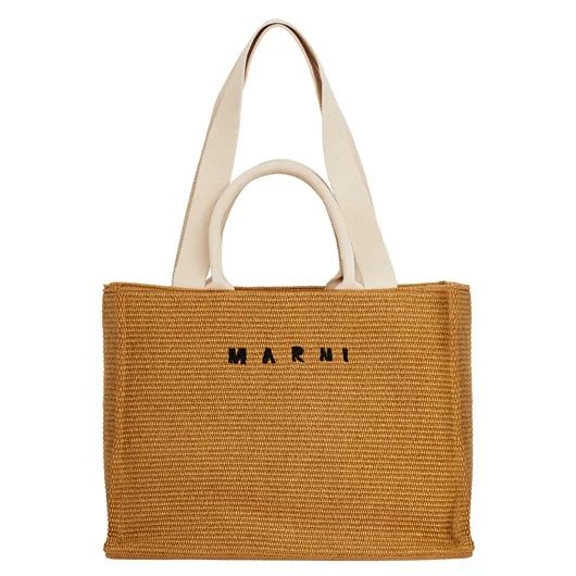 MARNI Tan Tote Handbag with Genuine Leather Accents