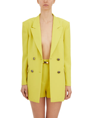 ELISABETTA FRANCHI Double-Breasted Peak Lapel Jacket in Yellow for Women - SS24 Collection