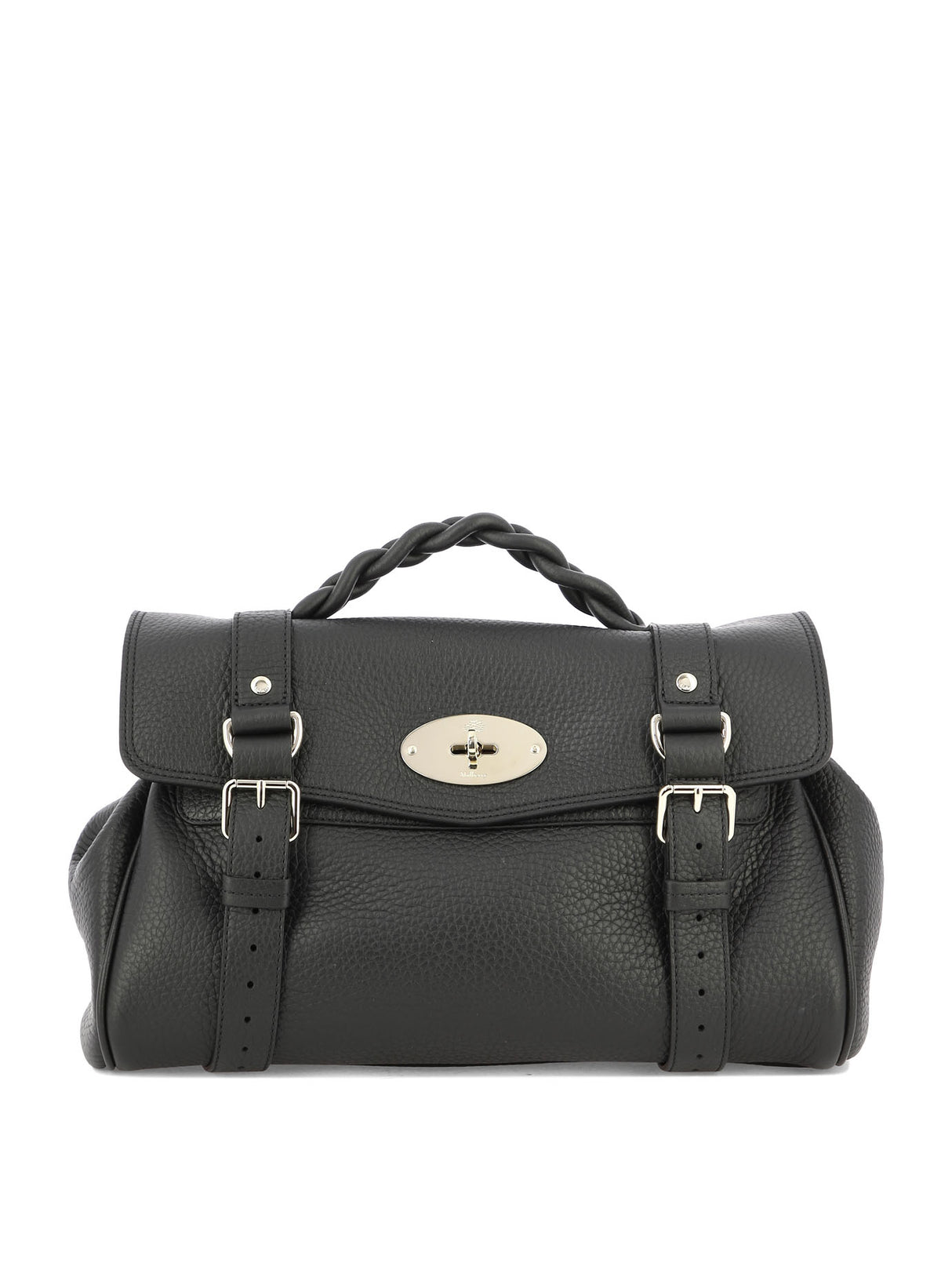 MULBERRY Elegant Black Shoulder Handbag - Adjustable Strap, Postman's Lock Closure, Braided Handle