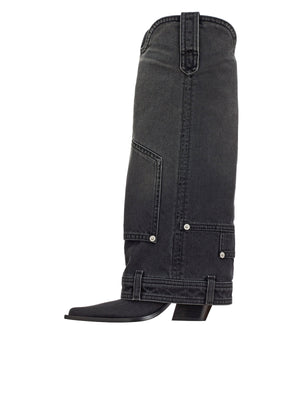 IACHI ARAIA Black Denim Stivali for Women by IACHIA ARAIA