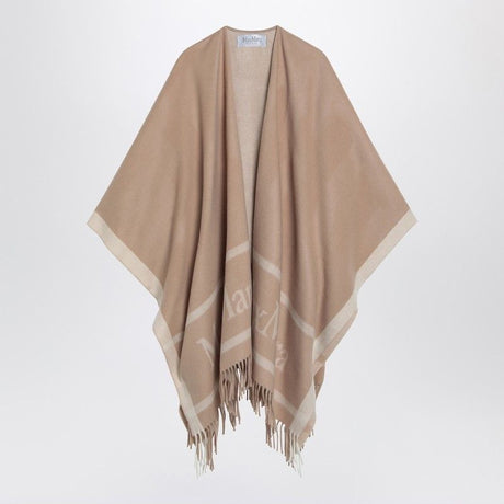 MAX MARA Wool Cape with Jacquard Work and Decorative Fringes