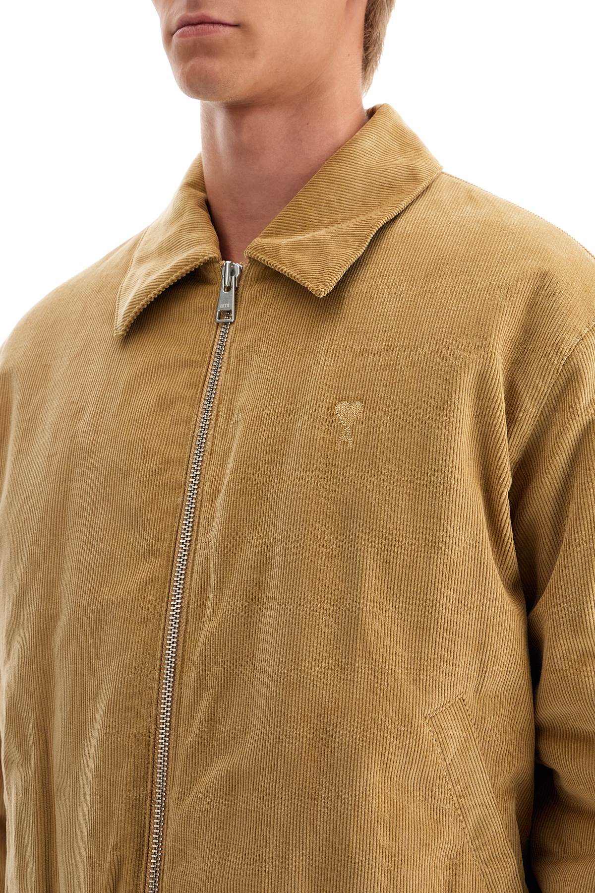 AMI PARIS Luxury Corduroy Bomber Jacket