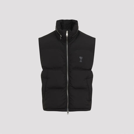 AMI PARIS Men's Hooded Down Vest for Fall Winter 2024