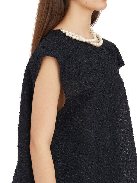 JUNYA WATANABE Stylish Black Top with Removable Pearl Necklace for Women