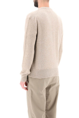 AMI PARIS Men's Grey Cashmere Crew Neck Cardigan for FW23