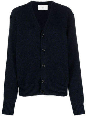 AMI PARIS FW23 Blue Cashmere Cardigan for Men