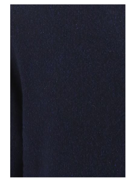 AMI PARIS Men's Blue Cashmere Sweater with Embroidered Details