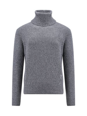 AMI PARIS Men's Blue Cotton Roll Neck Jumper for FW23