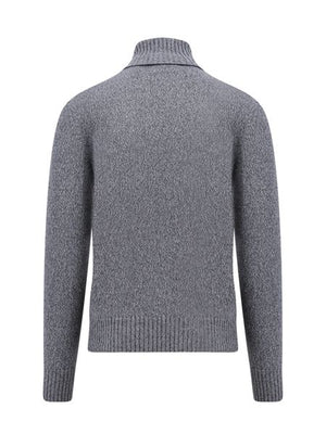 AMI PARIS Men's Blue Cotton Roll Neck Jumper for FW23