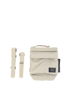 COMME DES GARÇONS HOMME PLUS Men's Beige Crossbody Handbag with Adjustable Strap and Zippered Pockets