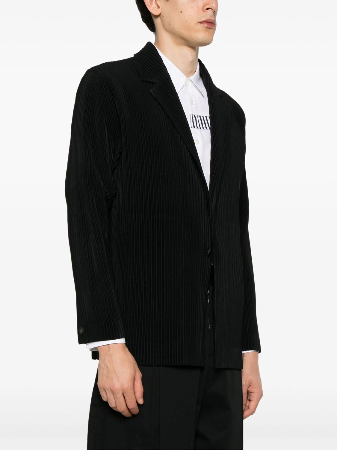 HOMME PLISSE Men's Black Plissé Blazer for SS24