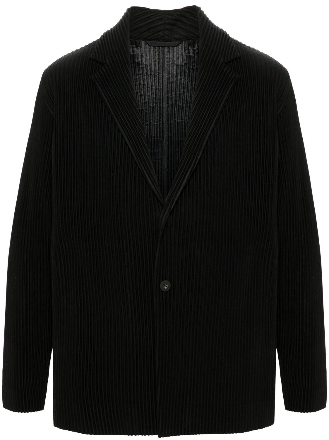 HOMME PLISSE Men's Black Plissé Blazer for SS24