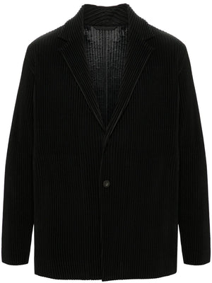 HOMME PLISSE Men's Black Plissé Blazer for SS24