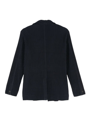 HOMME PLISSE Plissé-Effect Blazer with Notched Lapels