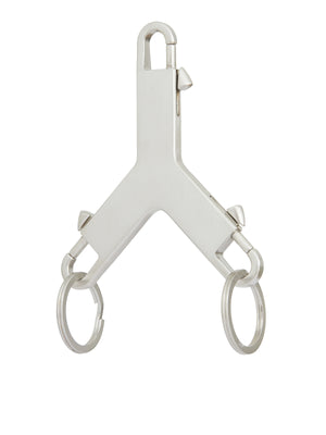 RICK OWENS Gray 3-Sided Keychain with Engraved Logo