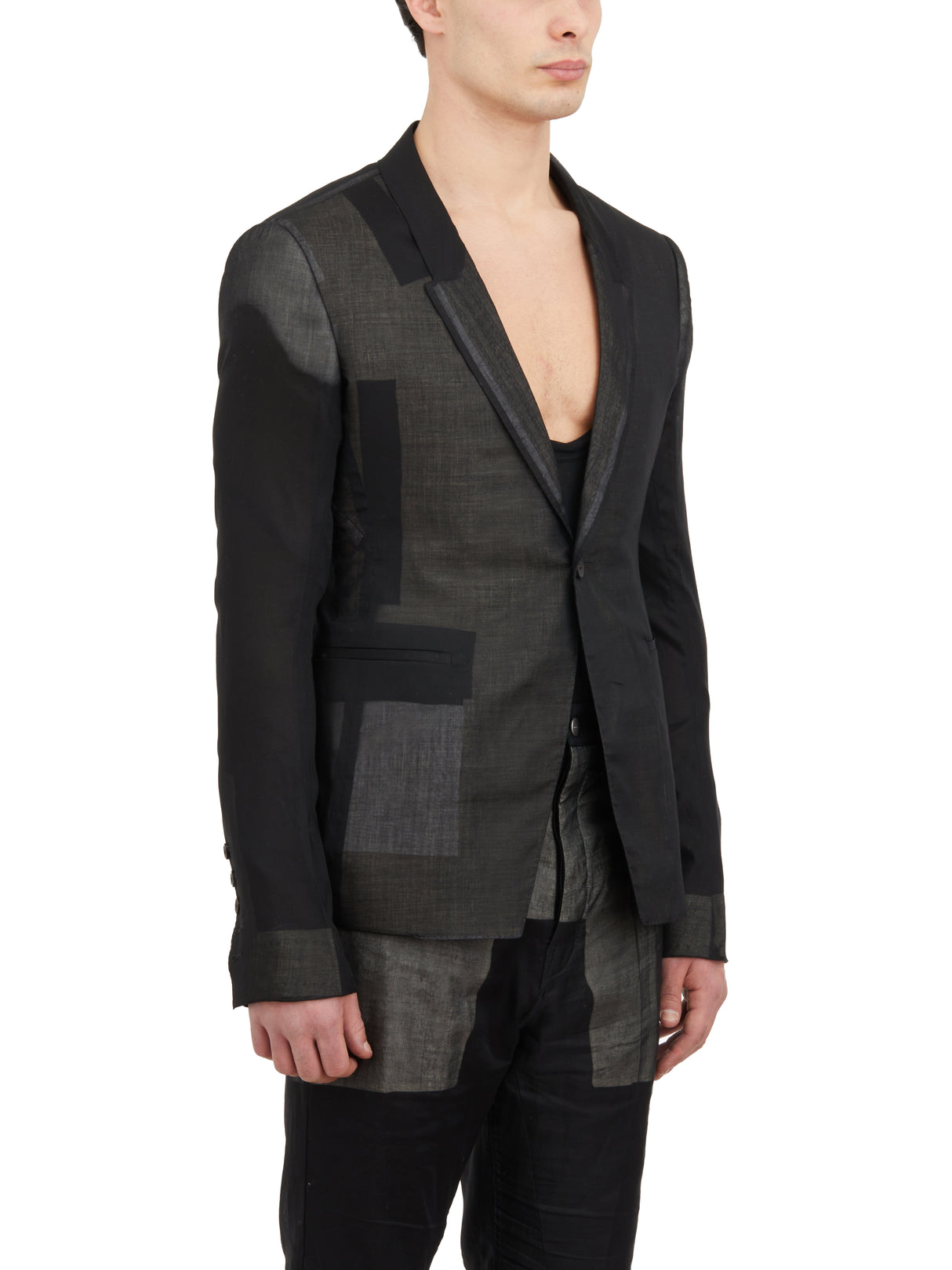 RICK OWENS Modern Men's Black Blazer for SS24 Collection